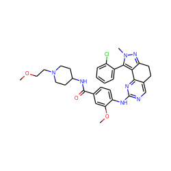 COCCN1CCC(NC(=O)c2ccc(Nc3ncc4c(n3)-c3c(nn(C)c3-c3ccccc3Cl)CC4)c(OC)c2)CC1 ZINC000143085927