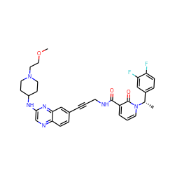 COCCN1CCC(Nc2cnc3ccc(C#CCNC(=O)c4cccn([C@@H](C)c5ccc(F)c(F)c5)c4=O)cc3n2)CC1 ZINC000096176162