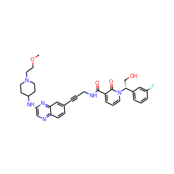 COCCN1CCC(Nc2cnc3ccc(C#CCNC(=O)c4cccn([C@H](CO)c5cccc(F)c5)c4=O)cc3n2)CC1 ZINC000096176165