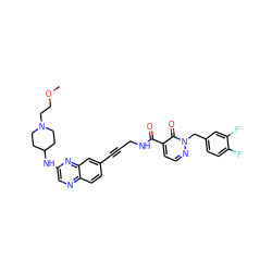 COCCN1CCC(Nc2cnc3ccc(C#CCNC(=O)c4ccnn(Cc5ccc(F)c(F)c5)c4=O)cc3n2)CC1 ZINC000096176163