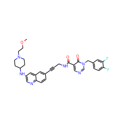 COCCN1CCC(Nc2cnc3ccc(C#CCNC(=O)c4cncn(Cc5ccc(F)c(F)c5)c4=O)cc3c2)CC1 ZINC000096176180