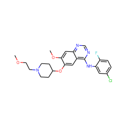 COCCN1CCC(Oc2cc3c(Nc4cc(Cl)ccc4F)ncnc3cc2OC)CC1 ZINC000034800130