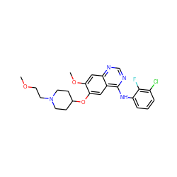 COCCN1CCC(Oc2cc3c(Nc4cccc(Cl)c4F)ncnc3cc2OC)CC1 ZINC000034800131