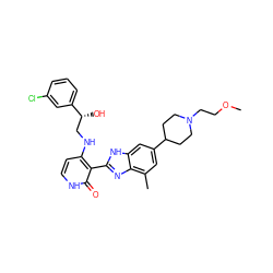 COCCN1CCC(c2cc(C)c3nc(-c4c(NC[C@@H](O)c5cccc(Cl)c5)cc[nH]c4=O)[nH]c3c2)CC1 ZINC000044406200