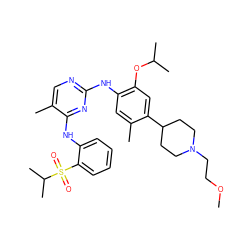 COCCN1CCC(c2cc(OC(C)C)c(Nc3ncc(C)c(Nc4ccccc4S(=O)(=O)C(C)C)n3)cc2C)CC1 ZINC000096272793