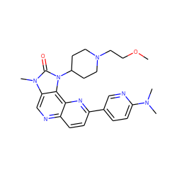 COCCN1CCC(n2c(=O)n(C)c3cnc4ccc(-c5ccc(N(C)C)nc5)nc4c32)CC1 ZINC000118542268