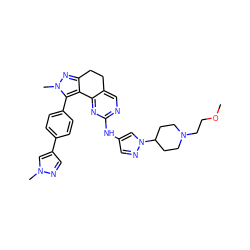 COCCN1CCC(n2cc(Nc3ncc4c(n3)-c3c(nn(C)c3-c3ccc(-c5cnn(C)c5)cc3)CC4)cn2)CC1 ZINC000224958940