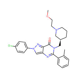 COCCN1CCC[C@@H](Cn2c(-c3ccccc3C)nc3cn(-c4ccc(Cl)cc4)nc3c2=O)C1 ZINC000169323233