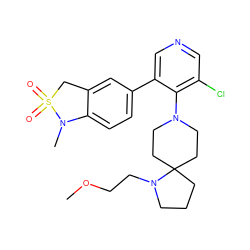 COCCN1CCCC12CCN(c1c(Cl)cncc1-c1ccc3c(c1)CS(=O)(=O)N3C)CC2 ZINC000263620473