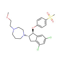 COCCN1CCCN([C@H]2Cc3c(Cl)cc(Cl)cc3[C@@H]2Oc2ccc(S(C)(=O)=O)cc2)CC1 ZINC000118254278