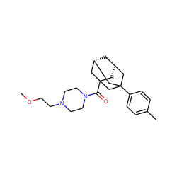 COCCN1CCN(C(=O)C23C[C@H]4C[C@@H](C2)CC(c2ccc(C)cc2)(C4)C3)CC1 ZINC000028896410