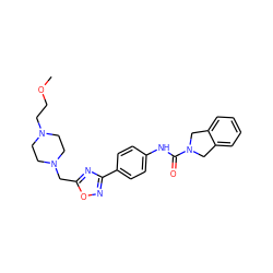 COCCN1CCN(Cc2nc(-c3ccc(NC(=O)N4Cc5ccccc5C4)cc3)no2)CC1 ZINC000167083866