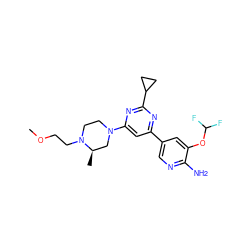 COCCN1CCN(c2cc(-c3cnc(N)c(OC(F)F)c3)nc(C3CC3)n2)C[C@H]1C ZINC000653684995