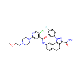 COCCN1CCN(c2cc(C(=O)Nc3ccc4c(c3)-c3c(c(C(N)=O)nn3-c3ccc(F)cc3)CC4)c(Cl)cn2)CC1 ZINC000049763217