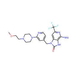 COCCN1CCN(c2cc(Cn3c(=O)[nH]c4c(N)nc(C(F)(F)F)cc43)ccn2)CC1 ZINC000072126194