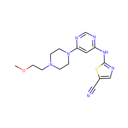 COCCN1CCN(c2cc(Nc3ncc(C#N)s3)ncn2)CC1 ZINC000028570140