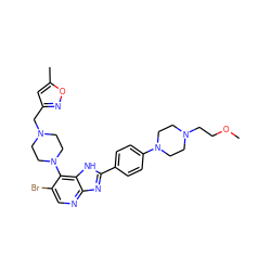 COCCN1CCN(c2ccc(-c3nc4ncc(Br)c(N5CCN(Cc6cc(C)on6)CC5)c4[nH]3)cc2)CC1 ZINC000095557820