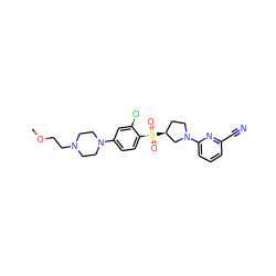 COCCN1CCN(c2ccc(S(=O)(=O)[C@H]3CCN(c4cccc(C#N)n4)C3)c(Cl)c2)CC1 ZINC000168573332