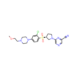 COCCN1CCN(c2ccc(S(=O)(=O)[C@H]3CCN(c4cncc(C#N)n4)C3)c(Cl)c2)CC1 ZINC000168630636