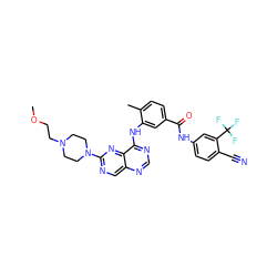 COCCN1CCN(c2ncc3ncnc(Nc4cc(C(=O)Nc5ccc(C#N)c(C(F)(F)F)c5)ccc4C)c3n2)CC1 ZINC000148344760