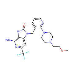 COCCN1CCN(c2ncccc2Cn2c(=O)[nH]c3c(N)nc(C(F)(F)F)cc32)CC1 ZINC000072123215