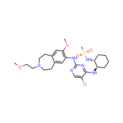 COCCN1CCc2cc(Nc3ncc(Cl)c(N[C@@H]4CCCC[C@H]4NS(C)(=O)=O)n3)c(OC)cc2CC1 ZINC000072175287