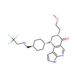 COCCN1CN([C@H]2CC[C@H](CNCC(F)(F)F)CC2)c2c(cnc3[nH]ccc23)C1=O ZINC001772610568