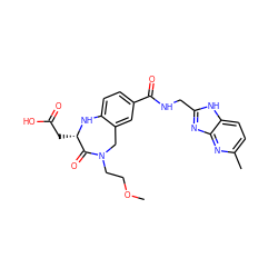 COCCN1Cc2cc(C(=O)NCc3nc4nc(C)ccc4[nH]3)ccc2N[C@@H](CC(=O)O)C1=O ZINC000001893960