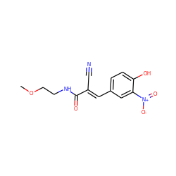 COCCNC(=O)/C(C#N)=C/c1ccc(O)c([N+](=O)[O-])c1 ZINC000036386256