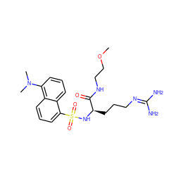 COCCNC(=O)[C@@H](CCCN=C(N)N)NS(=O)(=O)c1cccc2c(N(C)C)cccc12 ZINC000027886994