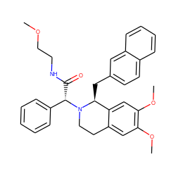 COCCNC(=O)[C@@H](c1ccccc1)N1CCc2cc(OC)c(OC)cc2[C@@H]1Cc1ccc2ccccc2c1 ZINC000034576858