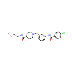 COCCNC(=O)C1CCN(Cc2cccc(NC(=O)c3ccc(Cl)cc3)c2)CC1 ZINC000210685182