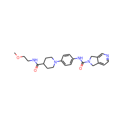 COCCNC(=O)C1CCN(c2ccc(NC(=O)N3Cc4ccncc4C3)cc2)CC1 ZINC000167291026