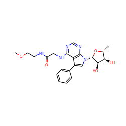 COCCNC(=O)CNc1ncnc2c1c(-c1ccccc1)cn2[C@@H]1O[C@H](C)[C@@H](O)[C@H]1O ZINC000013676891