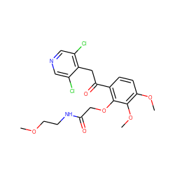 COCCNC(=O)COc1c(C(=O)Cc2c(Cl)cncc2Cl)ccc(OC)c1OC ZINC000114779107