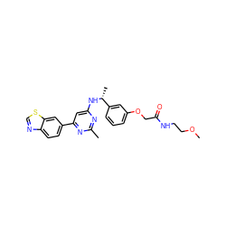 COCCNC(=O)COc1cccc([C@@H](C)Nc2cc(-c3ccc4ncsc4c3)nc(C)n2)c1 ZINC000141918889