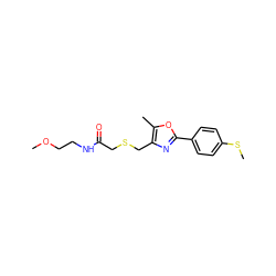 COCCNC(=O)CSCc1nc(-c2ccc(SC)cc2)oc1C ZINC000003959405