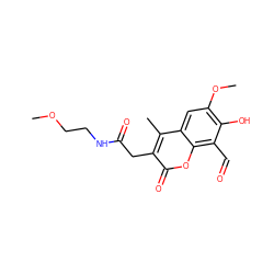 COCCNC(=O)Cc1c(C)c2cc(OC)c(O)c(C=O)c2oc1=O ZINC000220392346