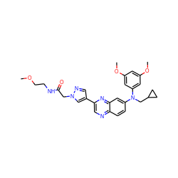 COCCNC(=O)Cn1cc(-c2cnc3ccc(N(CC4CC4)c4cc(OC)cc(OC)c4)cc3n2)cn1 ZINC000204170794