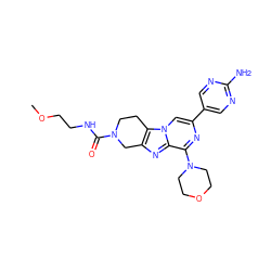 COCCNC(=O)N1CCc2c(nc3c(N4CCOCC4)nc(-c4cnc(N)nc4)cn23)C1 ZINC001772634156