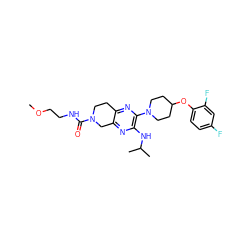 COCCNC(=O)N1CCc2nc(N3CCC(Oc4ccc(F)cc4F)CC3)c(NC(C)C)nc2C1 ZINC001772596303