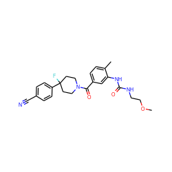 COCCNC(=O)Nc1cc(C(=O)N2CCC(F)(c3ccc(C#N)cc3)CC2)ccc1C ZINC000150045755