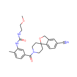 COCCNC(=O)Nc1cc(C(=O)N2CCC3(CC2)OCc2cc(C#N)ccc23)ccc1C ZINC000098185372