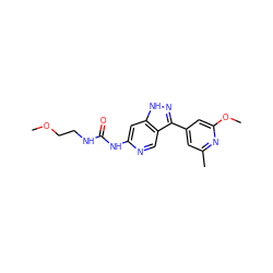 COCCNC(=O)Nc1cc2[nH]nc(-c3cc(C)nc(OC)c3)c2cn1 ZINC000261179288