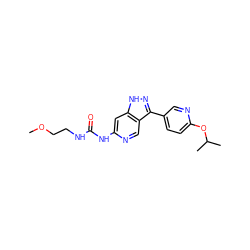 COCCNC(=O)Nc1cc2[nH]nc(-c3ccc(OC(C)C)nc3)c2cn1 ZINC000261070929