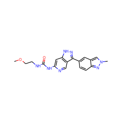 COCCNC(=O)Nc1cc2[nH]nc(-c3ccc4nn(C)cc4c3)c2cn1 ZINC000261180187