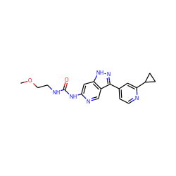 COCCNC(=O)Nc1cc2[nH]nc(-c3ccnc(C4CC4)c3)c2cn1 ZINC000261172710