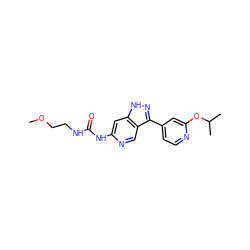 COCCNC(=O)Nc1cc2[nH]nc(-c3ccnc(OC(C)C)c3)c2cn1 ZINC000261136726