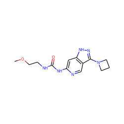 COCCNC(=O)Nc1cc2[nH]nc(N3CCC3)c2cn1 ZINC001772618929