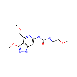 COCCNC(=O)Nc1cc2[nH]nc(OC)c2c(COC)n1 ZINC001772644149